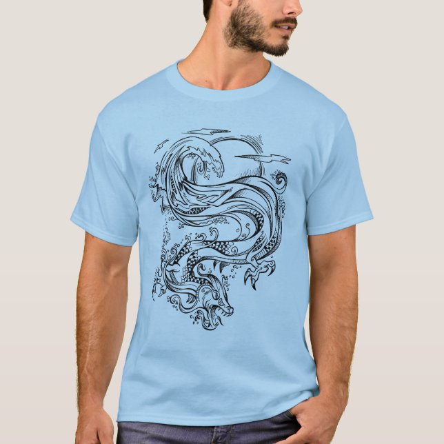Water Dragon Sketch Style T-Shirt (Front)
