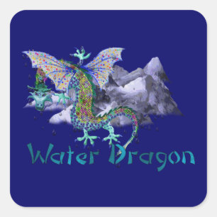 Water Dragon Square Sticker