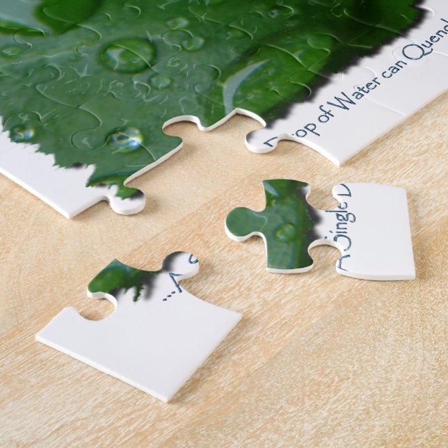 Water Drip on Leaf Water Conservation Design Jigsaw Puzzle (Side)