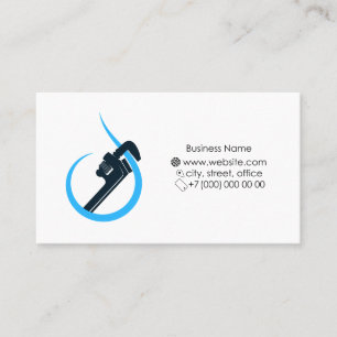 Water drop and water key, plumbing service business card
