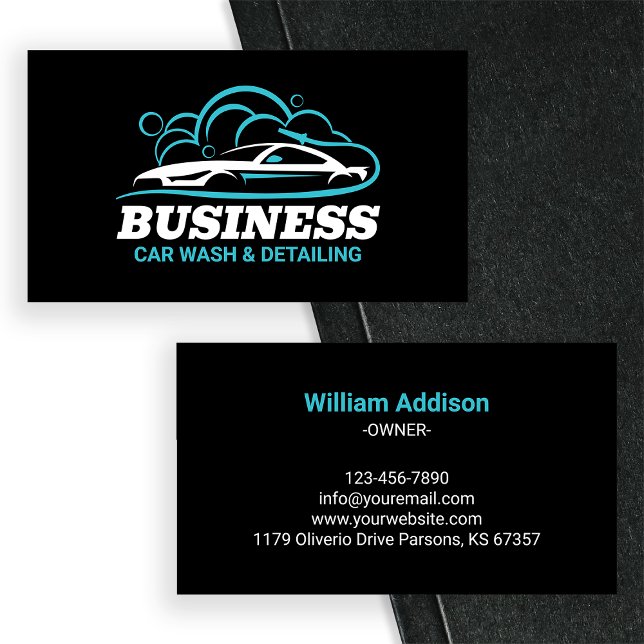 Water Drop Blue Car Wash Professional Business Card (Creator Uploaded)