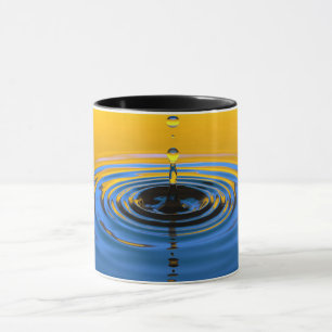 Water Drop Circles Orange Blue Lake River Glass Mug