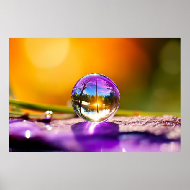 Water Drop Dewdrop Nature Serene Calm Poster (Front)