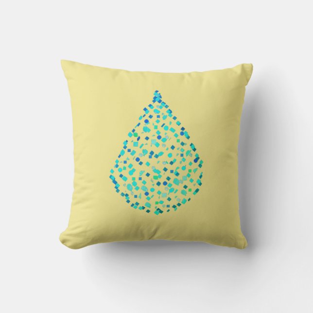 Water Drop Droplets Turquoise Cushion Throw Pillow (Front)