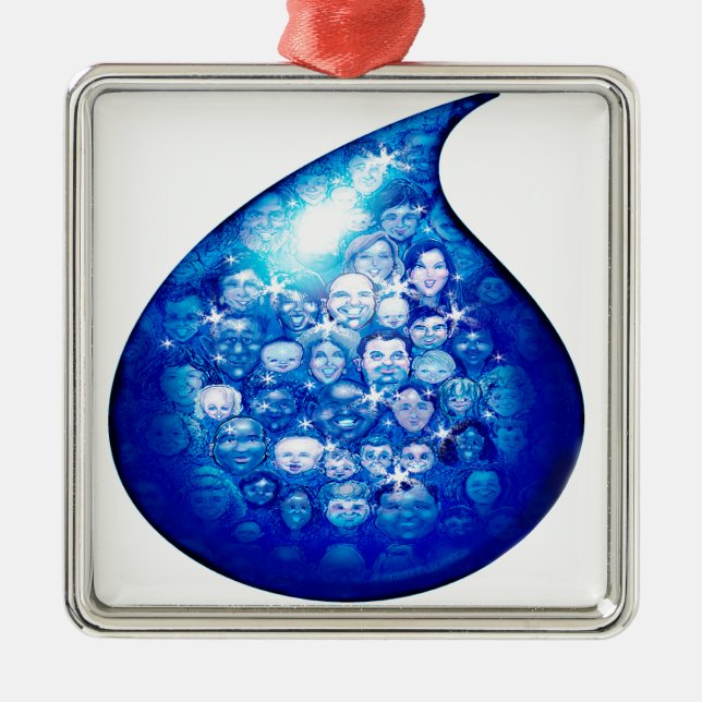 Water Drop Metal Ornament (Front)
