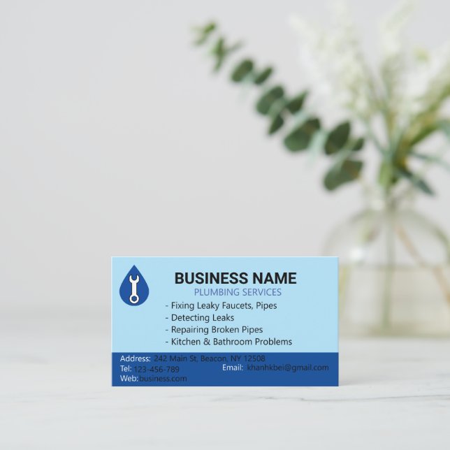 Water Drop Shape Plumping Business Card (Standing Front)