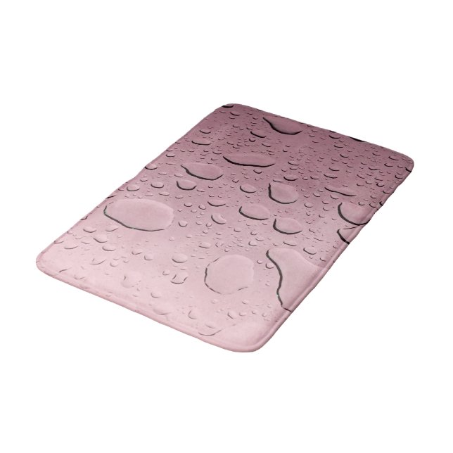 Water Droplet Abstract Patterns Metallic Rose Gold Bath Mat (Angled)