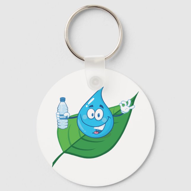 Water Droplet On Leaf Keychain (Front)