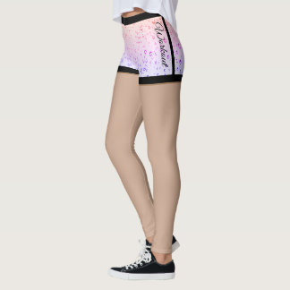 Water droplet shorts pink purple beading leggings
