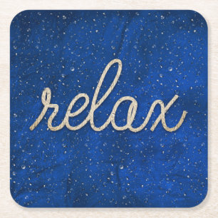 Water Droplet with Rope Relax Text Square Paper Coaster
