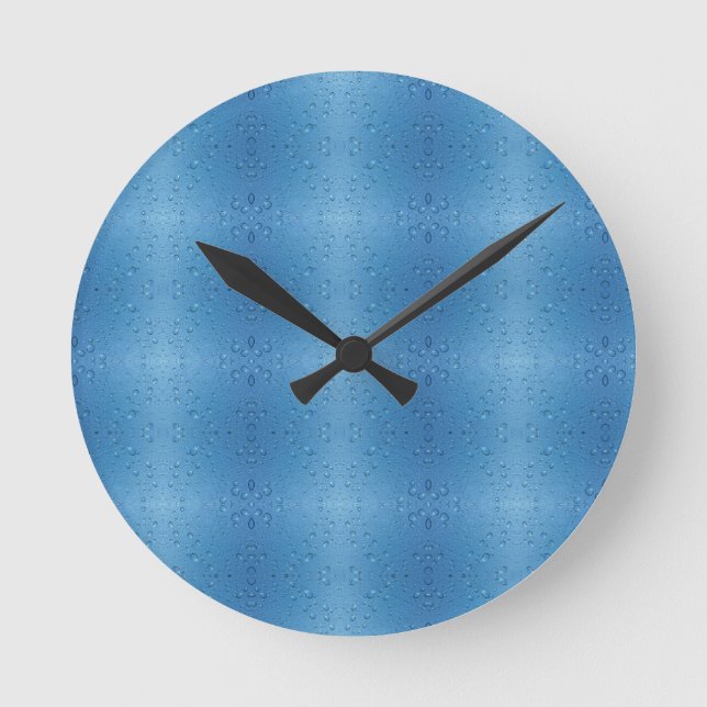 Water Droplets Against Blue Sky Round Clock (Front)