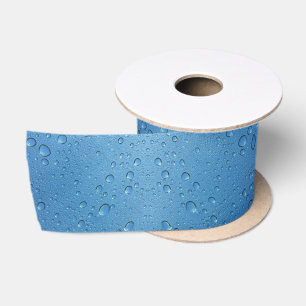 Water Droplets Against Blue Sky Satin Ribbon
