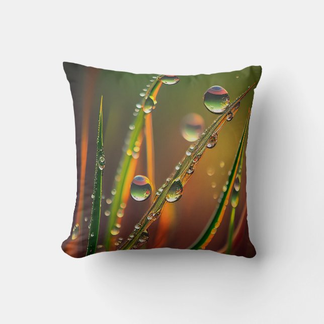 Water Droplets Calm Tranquil Nature Peaceful Zen Cushion (Front)