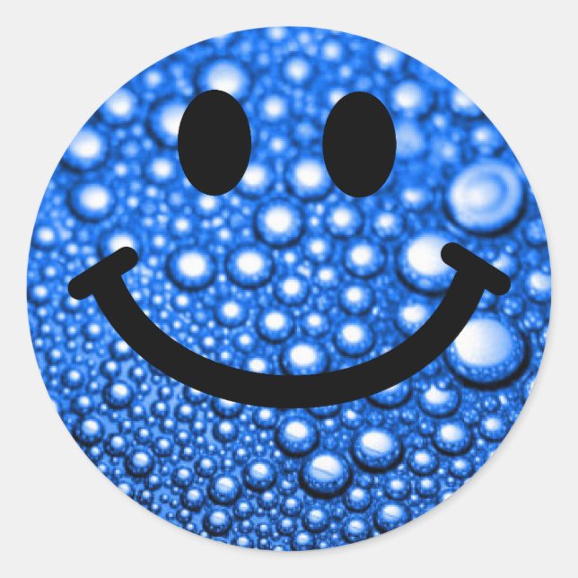 Water droplets classic round sticker (Front)