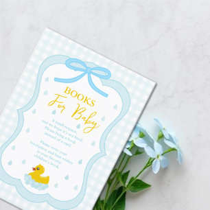 Water Droplets Gingham Baby Shower Books For Baby Enclosure Card