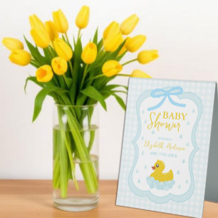 Water Droplets Gingham Boy Baby Shower Welcome
