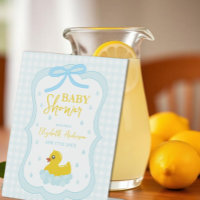 Water Droplets Gingham Boy Baby Shower Welcome