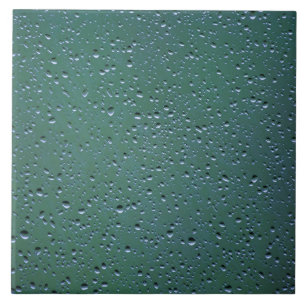 Water Droplets on a Green Background Tile