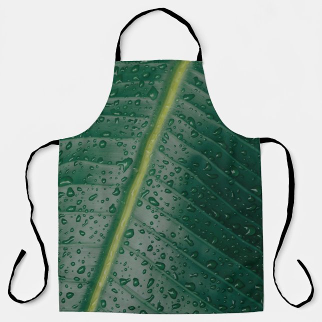 Water droplets on banana leaf apron (Front)