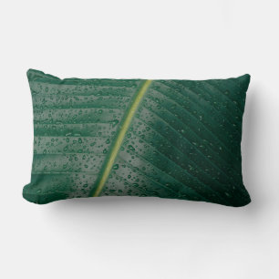 Water droplets on banana leaf lumbar cushion