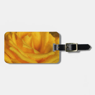 Water Droplets on Elegant Yellow Rose Luggage Tag