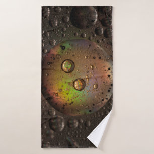 Water droplets on glass panel bath towel