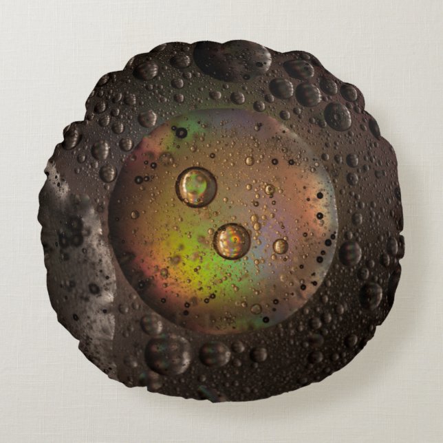Water droplets on glass panel round cushion (Front)