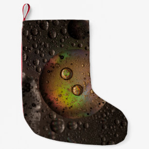 Water droplets on glass panel small christmas stocking