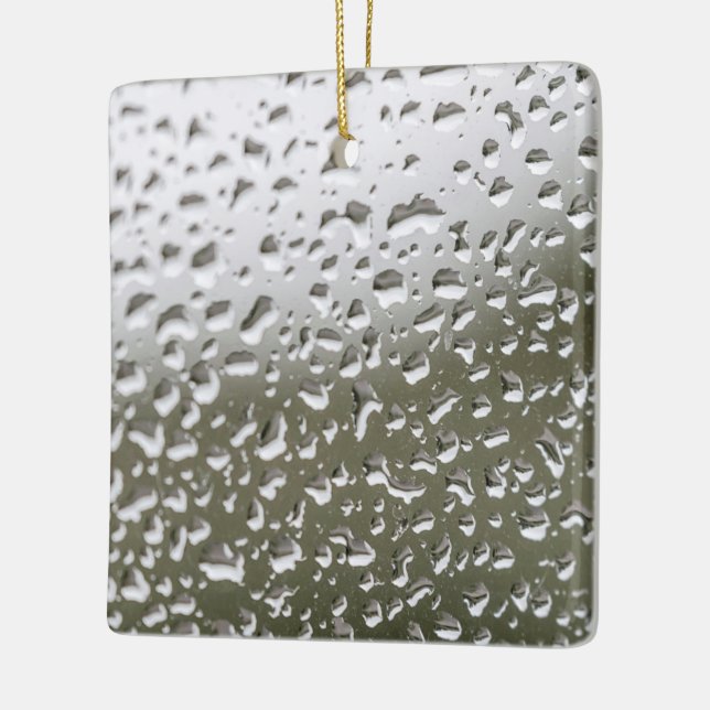 Water Droplets on Glass, Rain Drops on Glass Ceramic Ornament (Left)