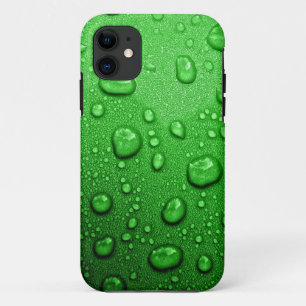 Water droplets on green background, cool & wet iPhone 11 case