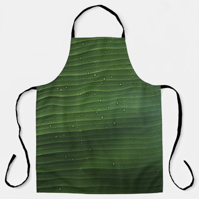 Water droplets on green leaf apron (Front)