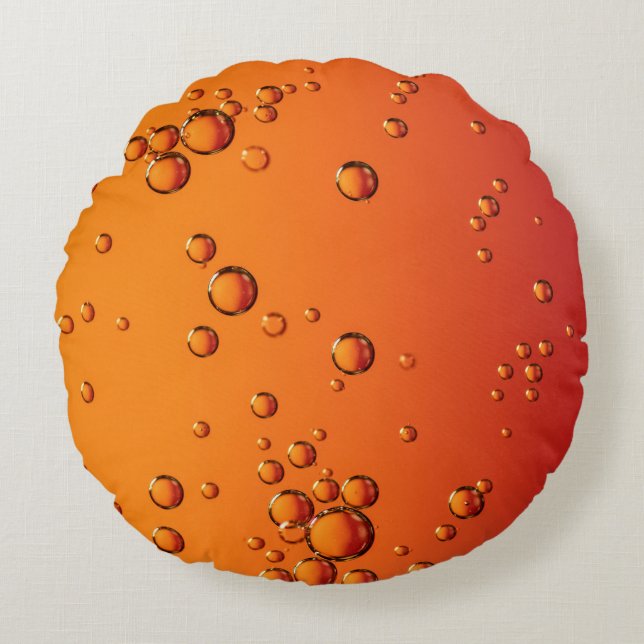Water droplets on orange surface round cushion (Front)