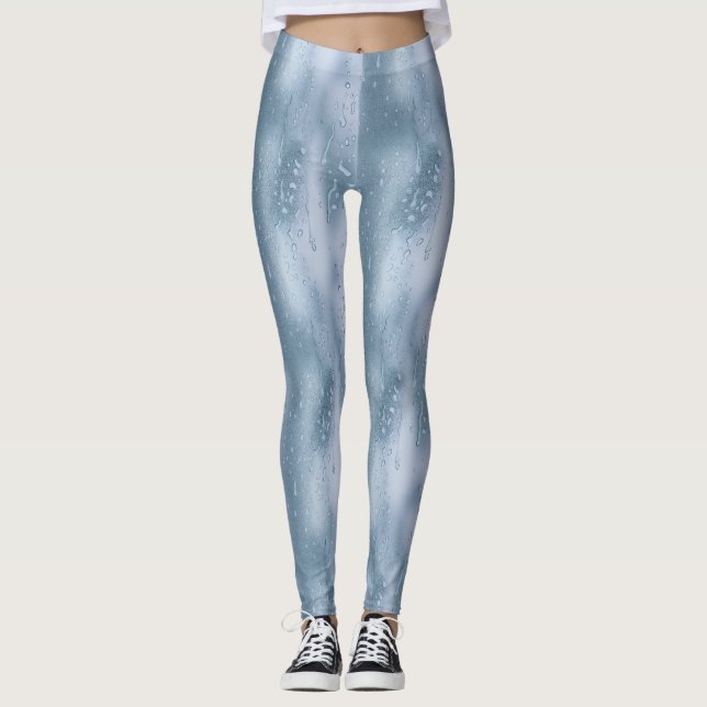 Water Droplets Pattern Leggings – Cool & Refreshin (Front)