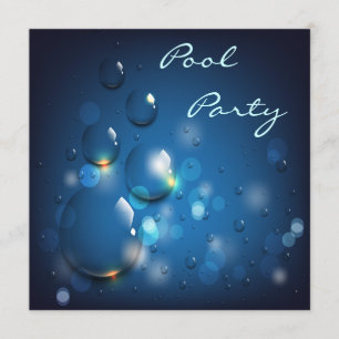 Water Droplets Pool Party Invitation