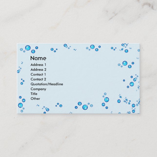 Water Drops Business Card (Front)