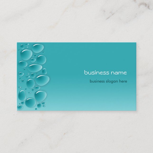 Water Drops Fresh Wet Aqua Business Card (Front)