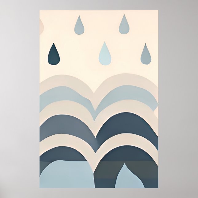 Water drops minimalist abstract acrylic art print (Front)