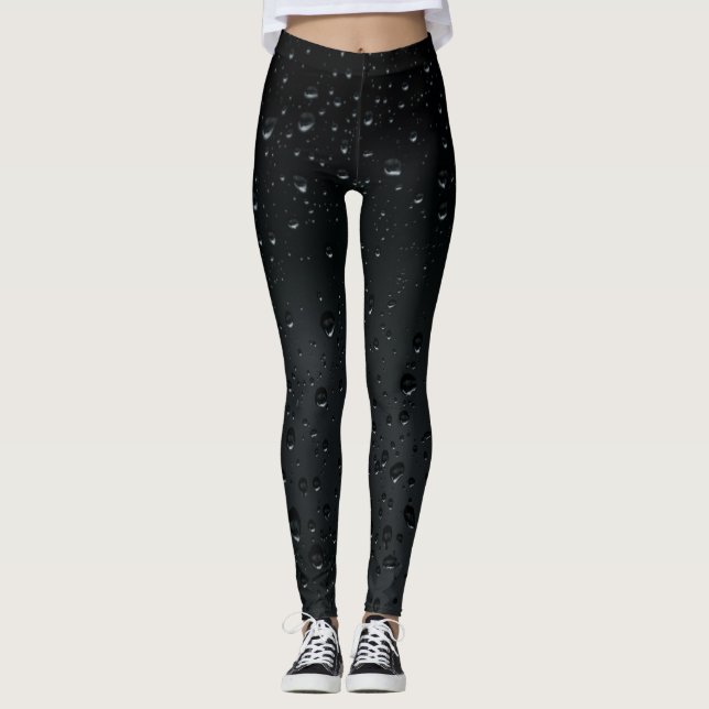 water drops on black window   leggings (Front)
