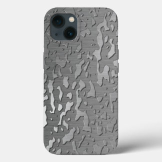 Water Drops on Brushed Metal iPhone 13 Case
