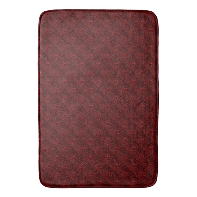 Water Drops on Crimson Metal Bath Mat (Front Vertical)
