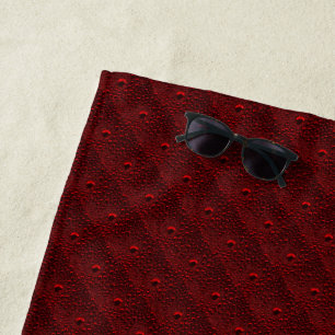 Water Drops on Crimson Metal Beach Towel