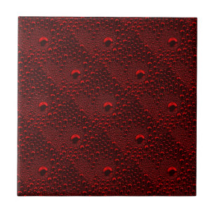 Water Drops on Crimson Metal Ceramic Tile
