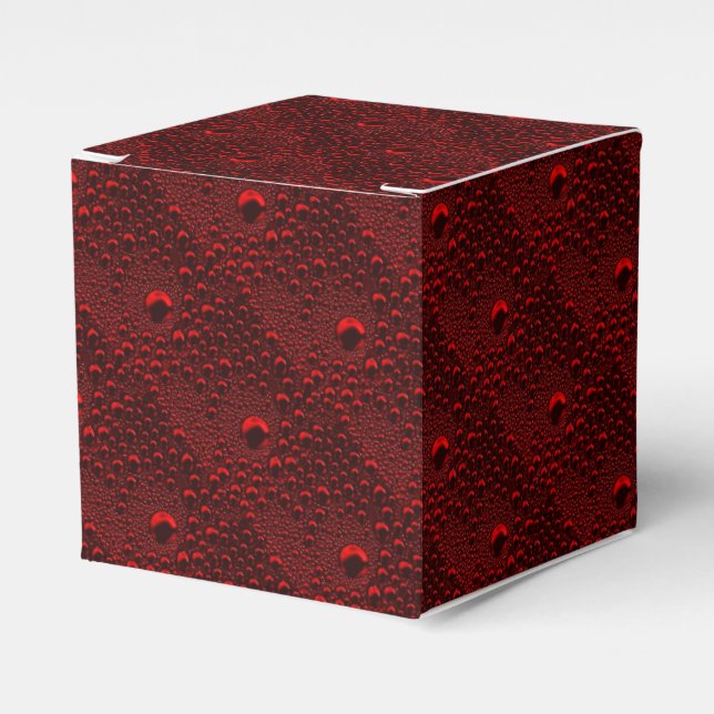 Water Drops on Crimson Metal Favour Box (Front Side)
