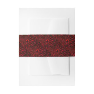 Water Drops on Crimson Metal Invitation Belly Band