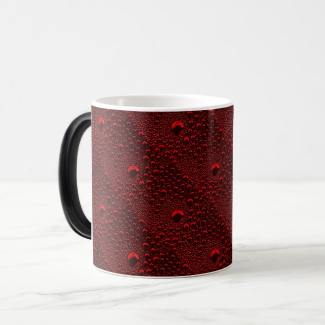 Water Drops on Crimson Metal Magic Mug (Front Left)