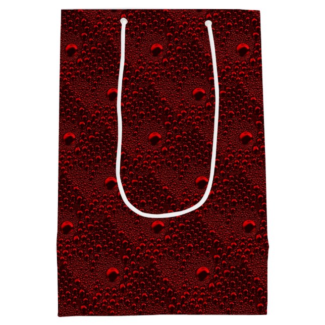 Water Drops on Crimson Metal Medium Gift Bag (Back)
