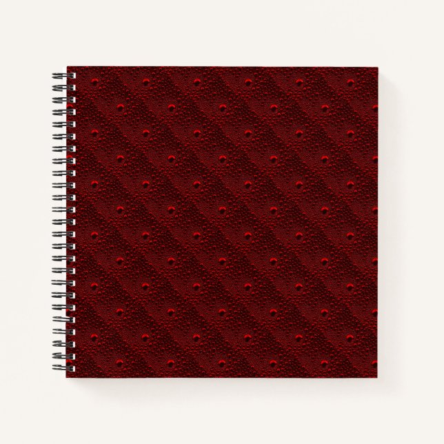 Water Drops on Crimson Metal Notebook (Front)