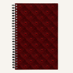 Water Drops on Crimson Metal Notebook