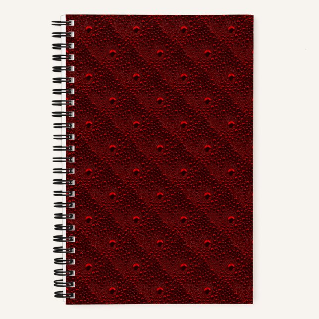 Water Drops on Crimson Metal Notebook (Front)