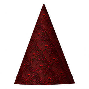 Water Drops on Crimson Metal Party Hat